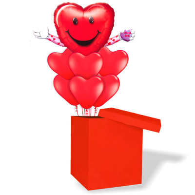 Букет Шары в коробке Сердце объятия 7 шт