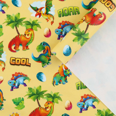 Бумага глянцевая Динозавры 70*100 см 1 шт