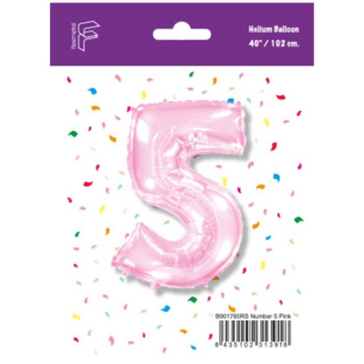 Шар Цифра 5 розовый пастель 102 см (FM) Шар Цифра 5 розовый пастель 102 см (FM)