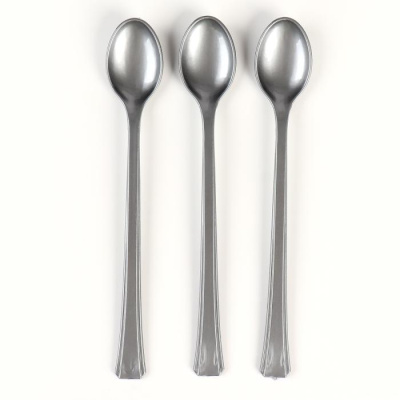 Ложки пластиковые серебро 15 см 12 шт  Ложки пластиковые серебро 15 см 12 шт