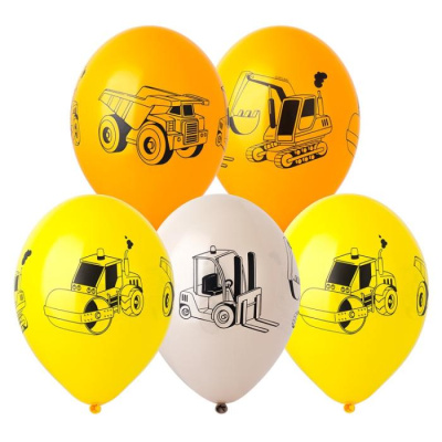 Шар шелкография пастель 14" Тяжелая техника 25 шт