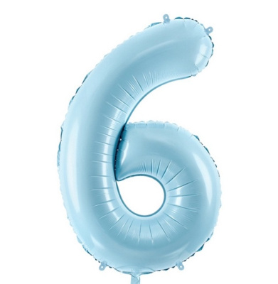 Шар Цифра 6 голубая 86 см