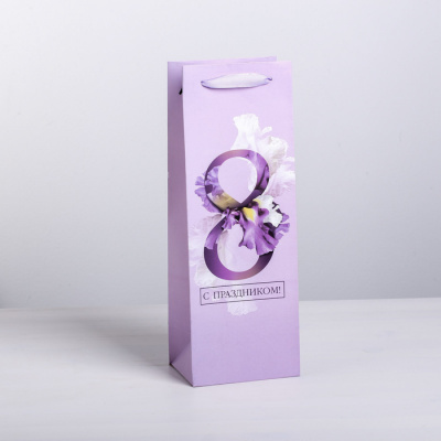 Пакет для бутылки С праздником 8 марта 36*13*10 см 1 шт