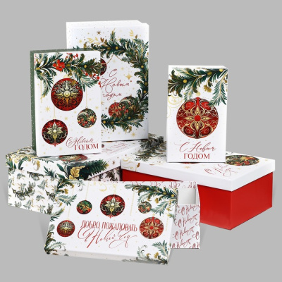 Коробка прямоуг Новогодние шары №2 рис микс 1 шт Коробка прямоуг Новогодние шары №2 рис микс 1 шт