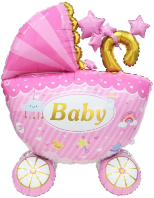 Шар фольга Фигура Под воздух Коляска для девочки 142 см 1 шт
