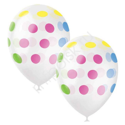 Шар М 12" Декоратор шелк. 5ст. рис. Транспорент Горошек разноц. 25 шт