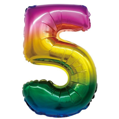 К Шар Цифра под воздух 5 радужная 86 см