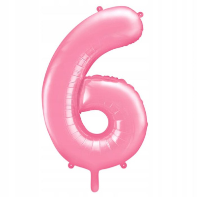 Шар Цифра 6 розовая пастель 86 см