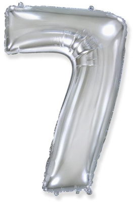 Шар Цифра 7 серебро 102 см