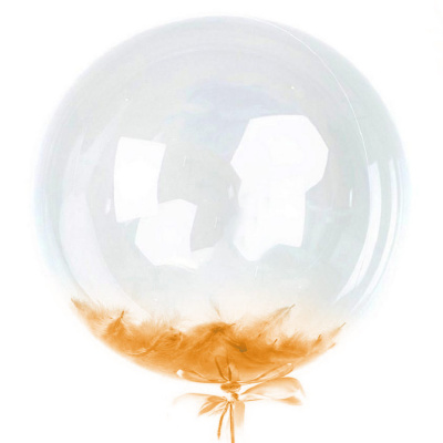 Шар Баблс 50 см с перьями оранжевые 1 шт