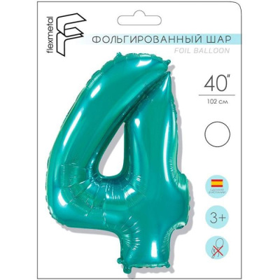 Шар Цифра 4 тиффани 102 см (FM)