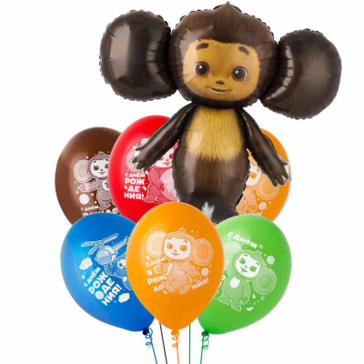 Букет С Днем Рождения Чебурашка фигура 7 шт Букет С Днем Рождения Чебурашка фигура 7 шт