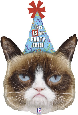 Шар фольга Фигура Кошка сердитая в колпаке (BL)G36 Шар фольга Фигура Кошка сердитая в колпаке (BL)G36