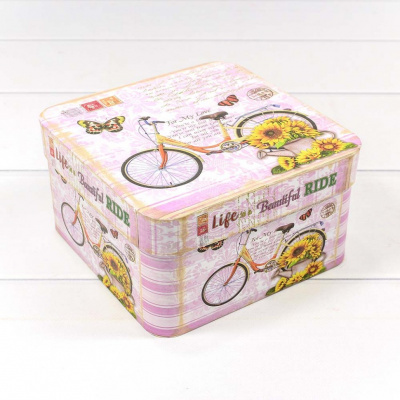 Коробка квадрат Велосипед №2 15*15*8,5 см 1 шт