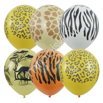 Шар М 12" П+Д шелк 5ст. рис. Сафари 25 шт